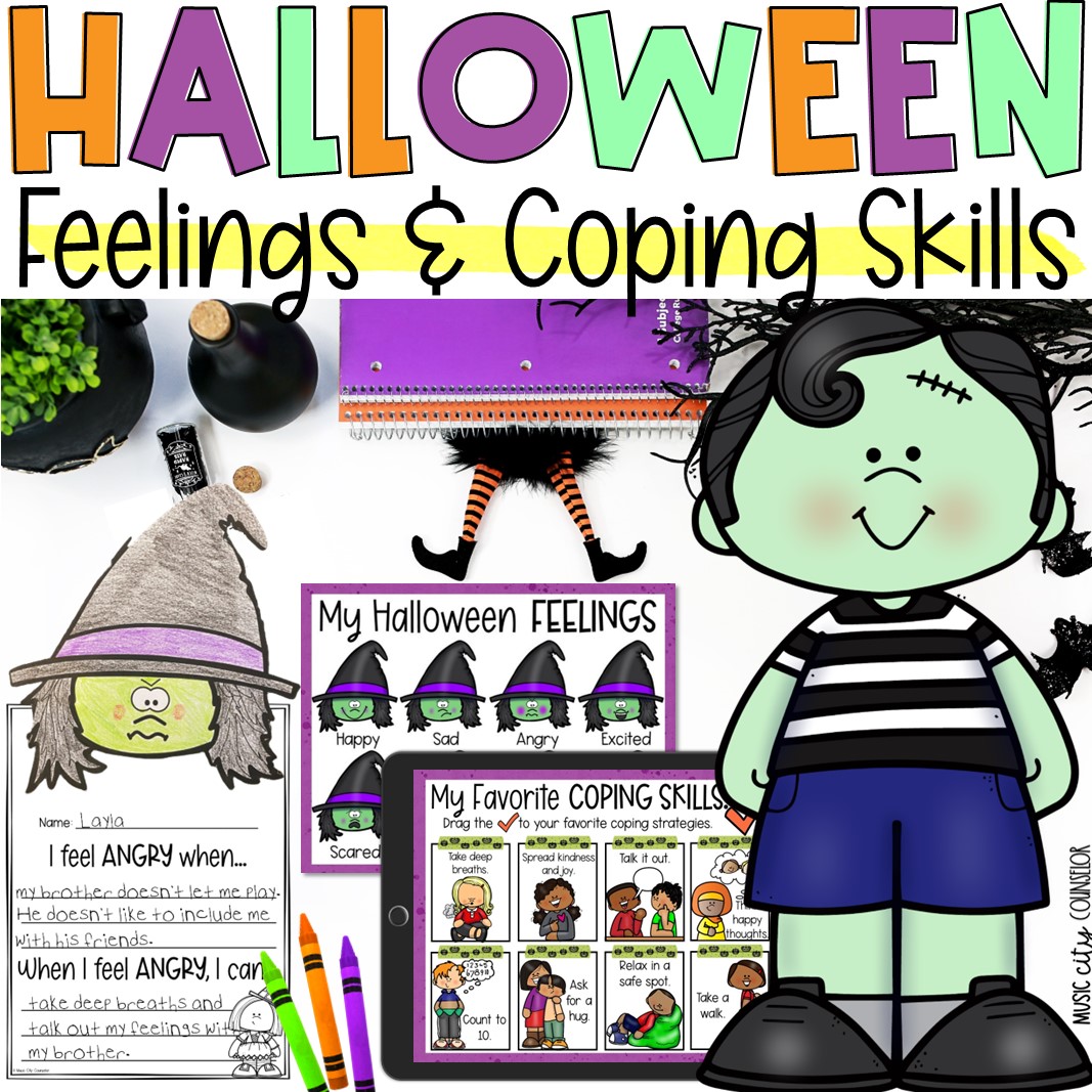 halloween feelings coping skills lesson SEL school counseling