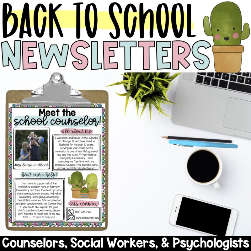 Meet the School Counselor, Social Worker, & Psychologist Editable Newsletter