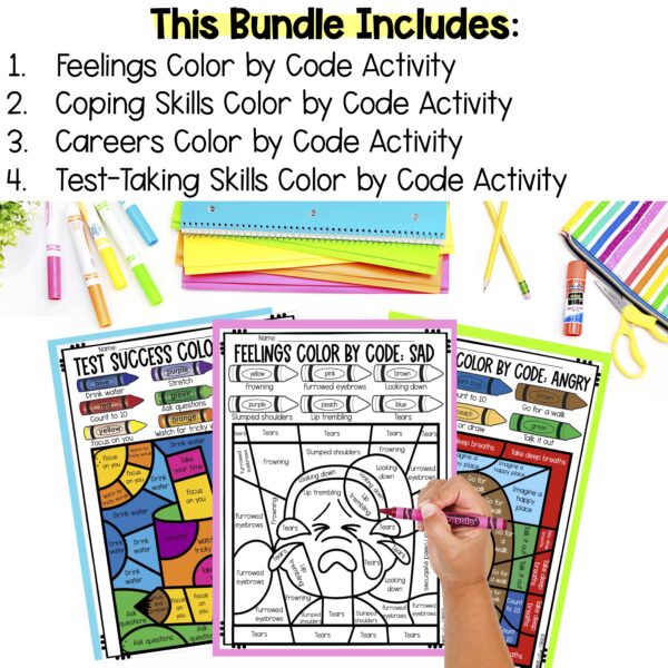 Counseling & SEL Color by Code BUNDLE - Image 2