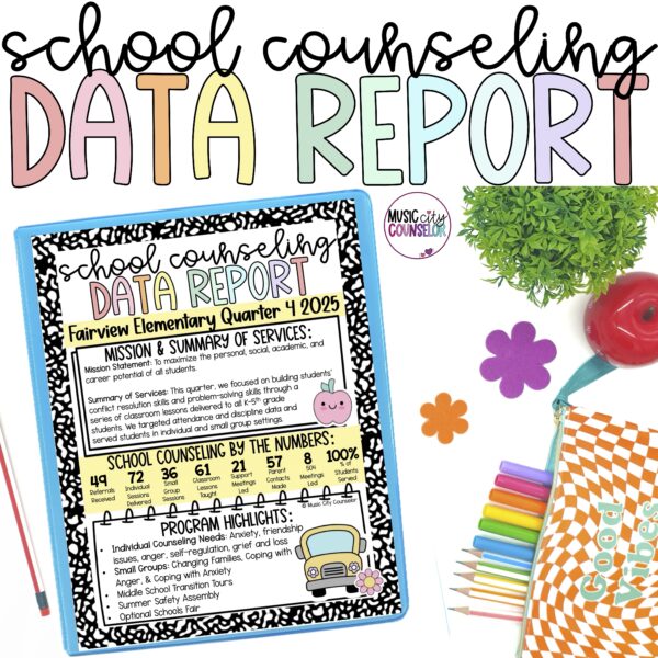 School Counseling Data Editable Quarterly & End of Year Report