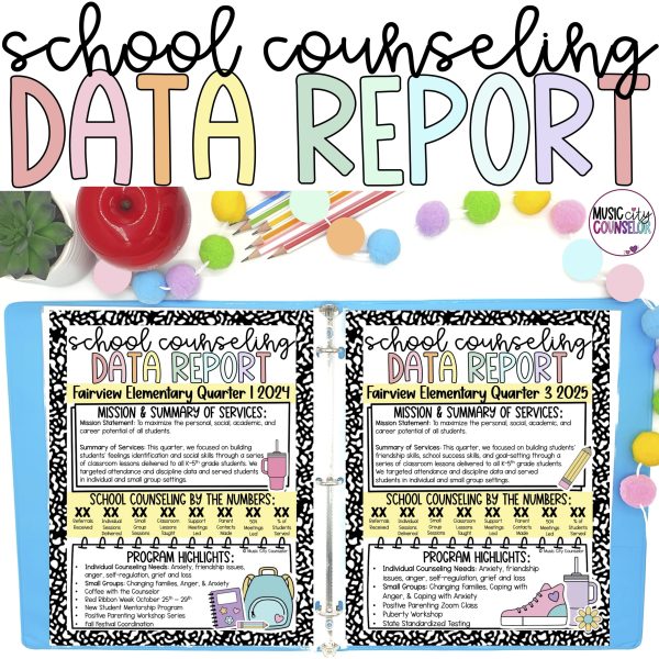 School Counseling Data Editable Quarterly & End of Year Report