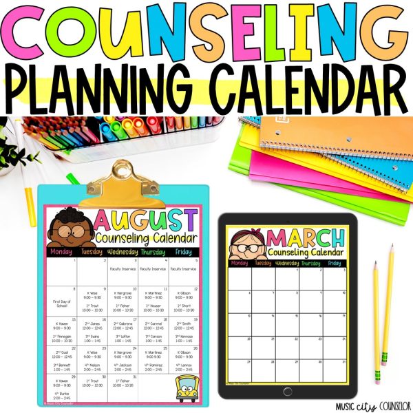 School Counseling Monthly Calendar