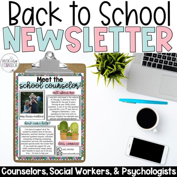 Meet the School Counselor, Social Worker, & Psychologist Editable Newsletter