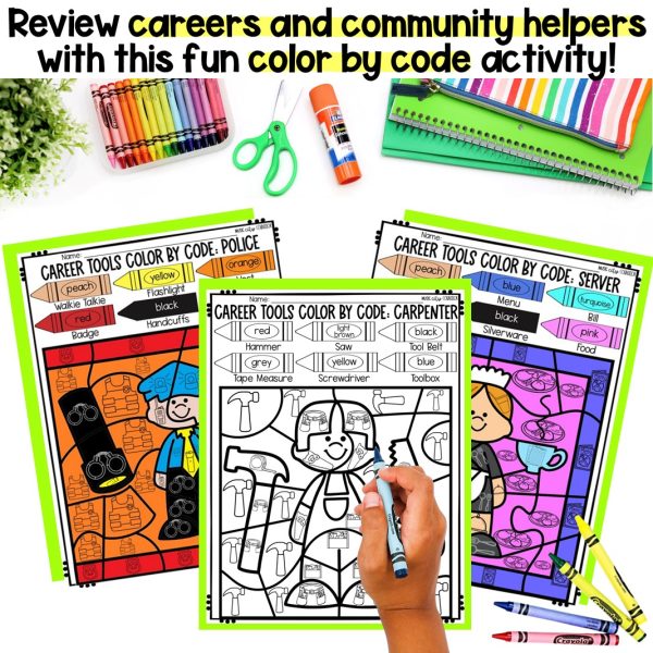 Careers & Community Helpers Color by Code - Image 2