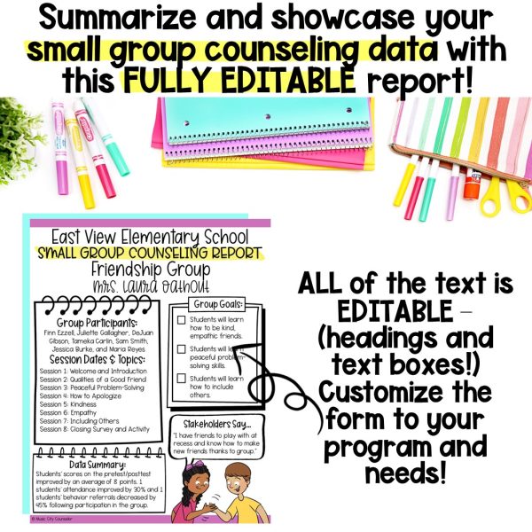 Small Group Counseling Summary Report, Editable - Image 2