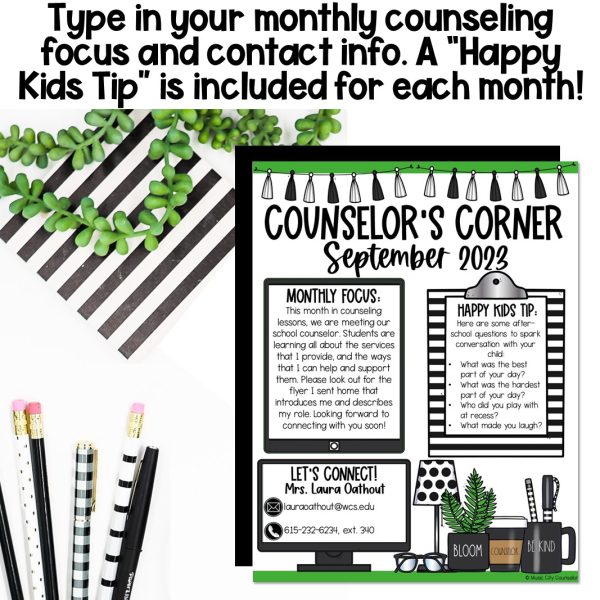 School Counseling Monthly Newsletter, Editable - Image 3