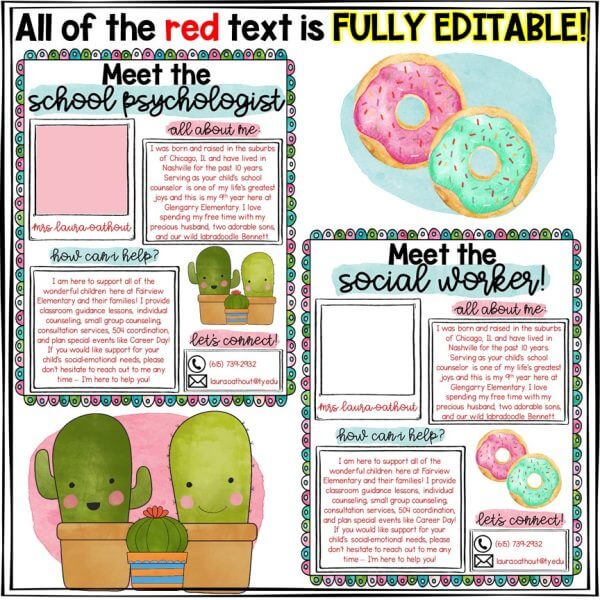 Meet the School Counselor, Social Worker, & Psychologist Editable Newsletter - Image 3