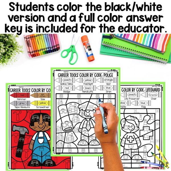 Careers & Community Helpers Color by Code - Image 4