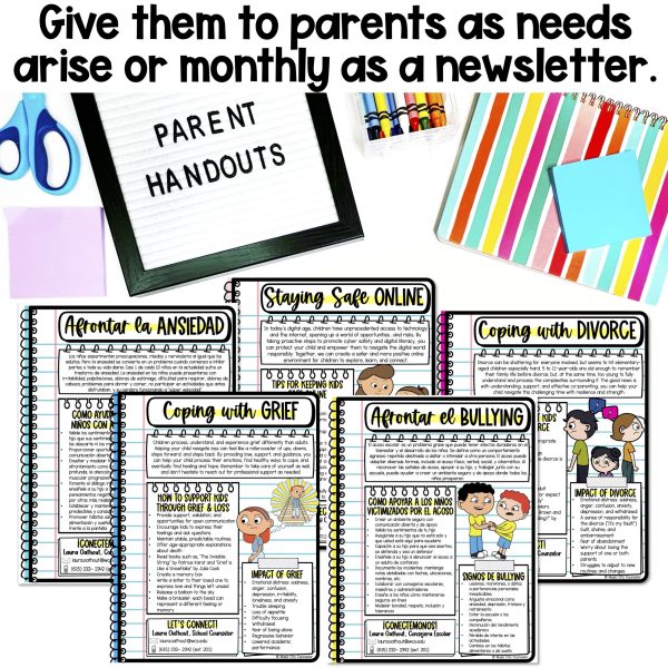 11 Bilingual English Spanish SEL & Mental Health Parenting Handouts - Image 2