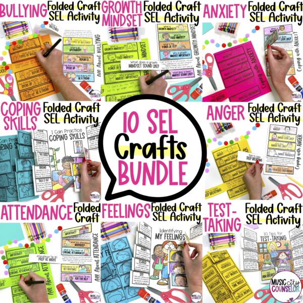 10 SEL & Counseling Folded Craft Activities