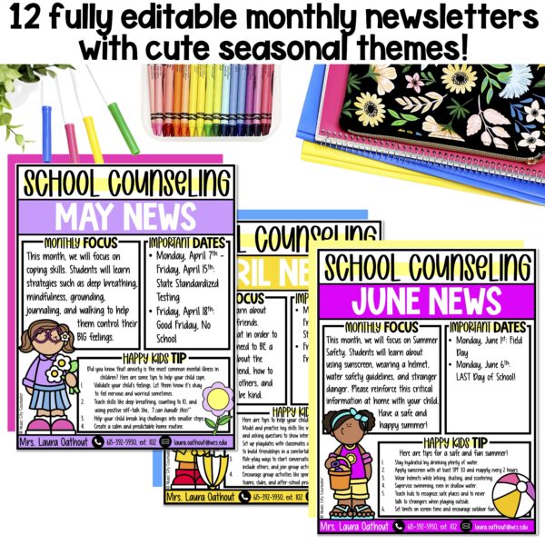 School Counseling Editable Monthly Newsletter - Image 2