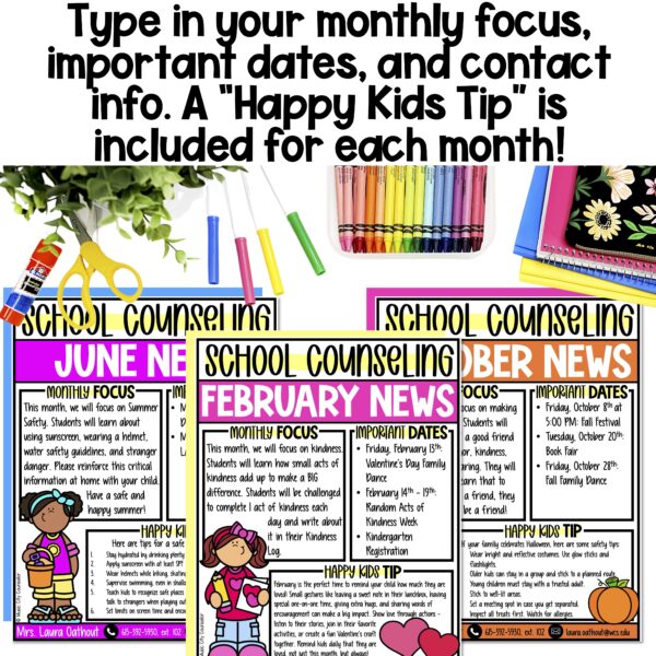 School Counseling Editable Monthly Newsletter - Image 3