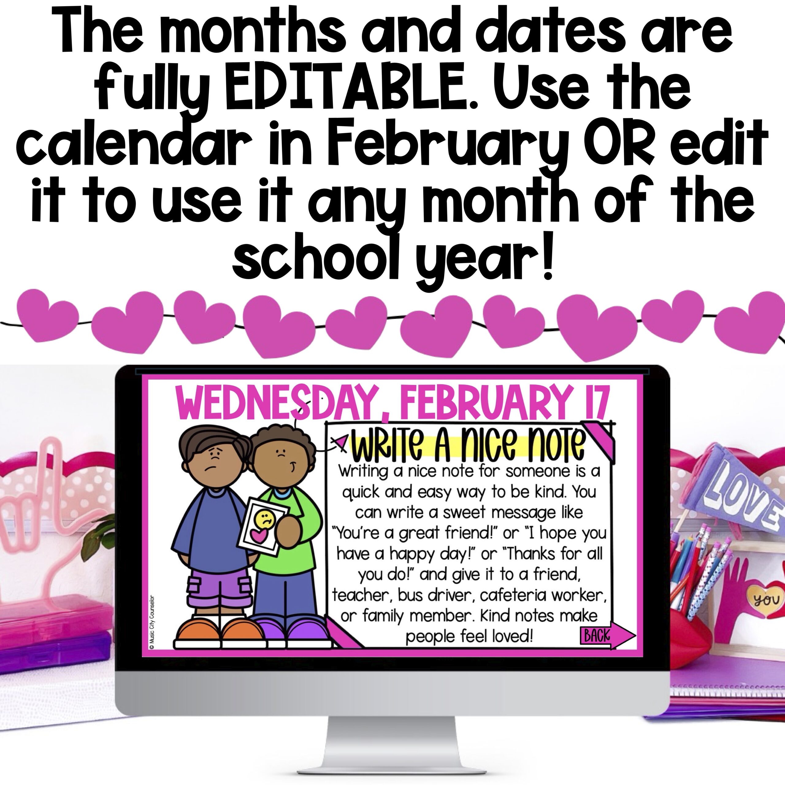 EDITABLE SEL Digital Calendar: Kindness, February 2027 - Image 4