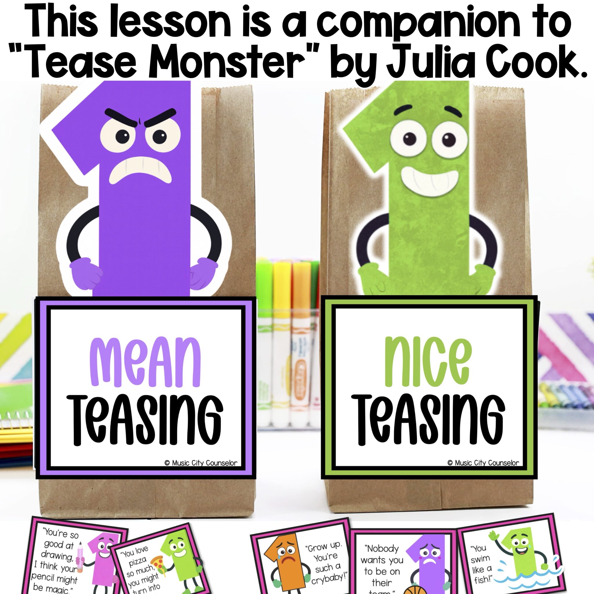 "Tease Monster" by Julia Cook Bullying Prevention Lesson - Music City ...