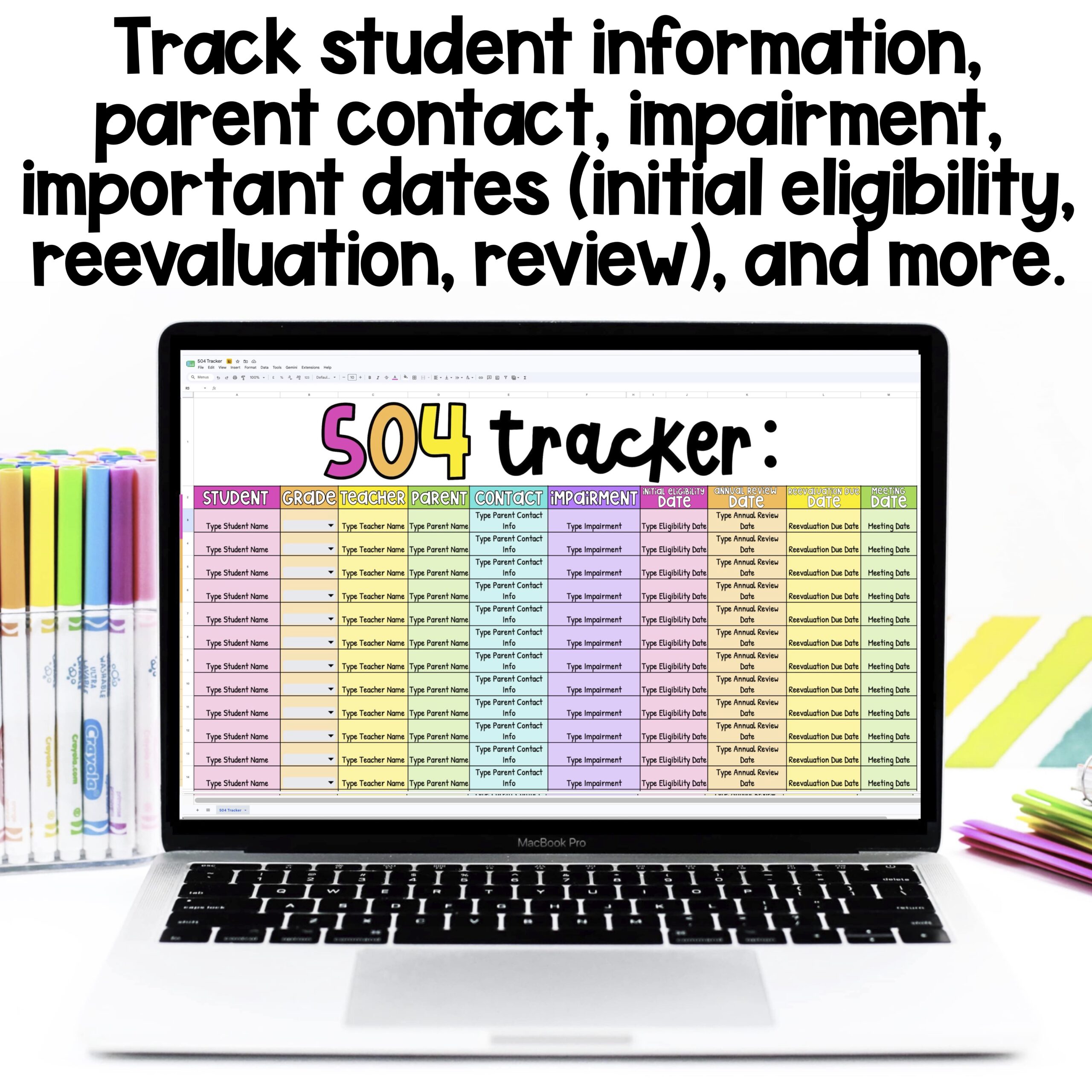 504 Plan Coordination Digital for Google Sheets Tracker - Image 3
