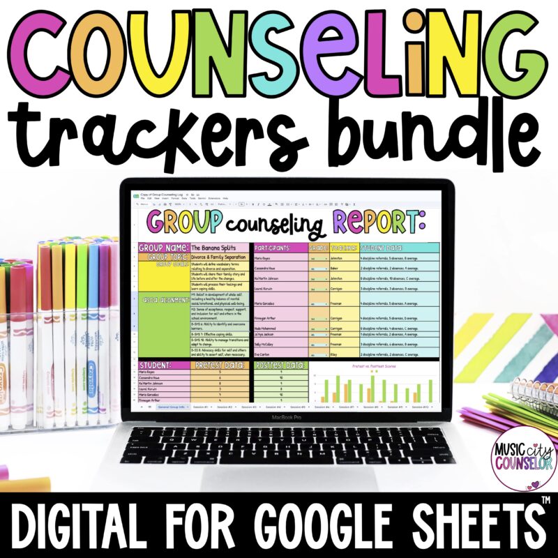 School Counseling Digital for Google Sheets Data Trackers & Logs BUNDLE