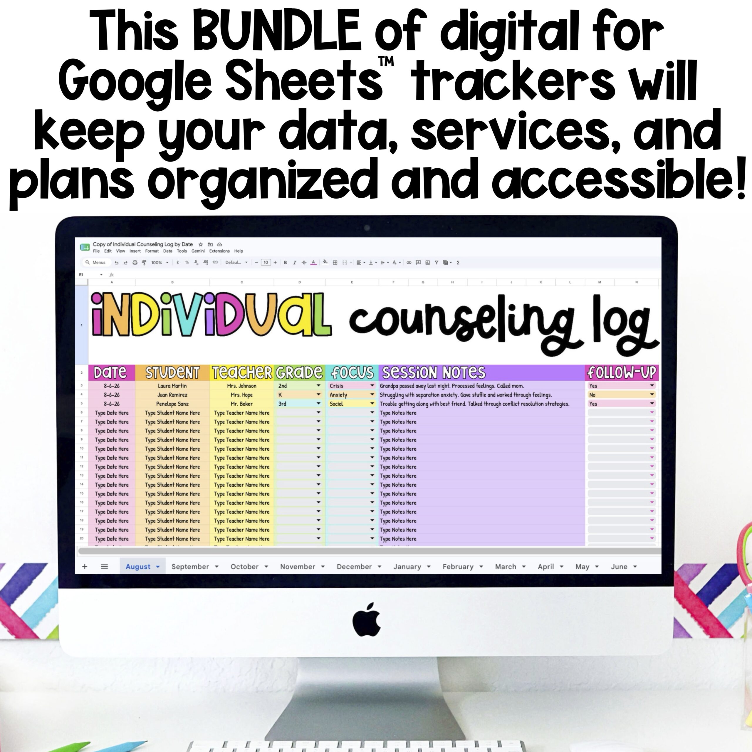 School Counseling Digital for Google Sheets Data Trackers & Logs BUNDLE - Image 2