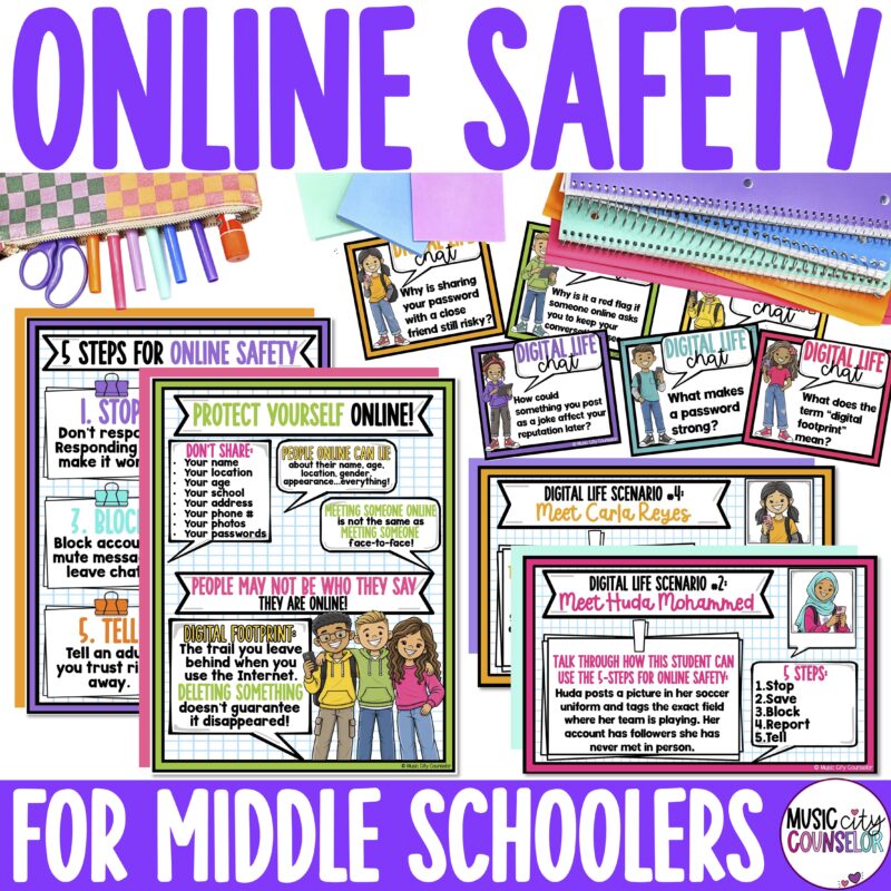 Online Safety, Cyber Safety, & Digital Health Lesson for Middle School